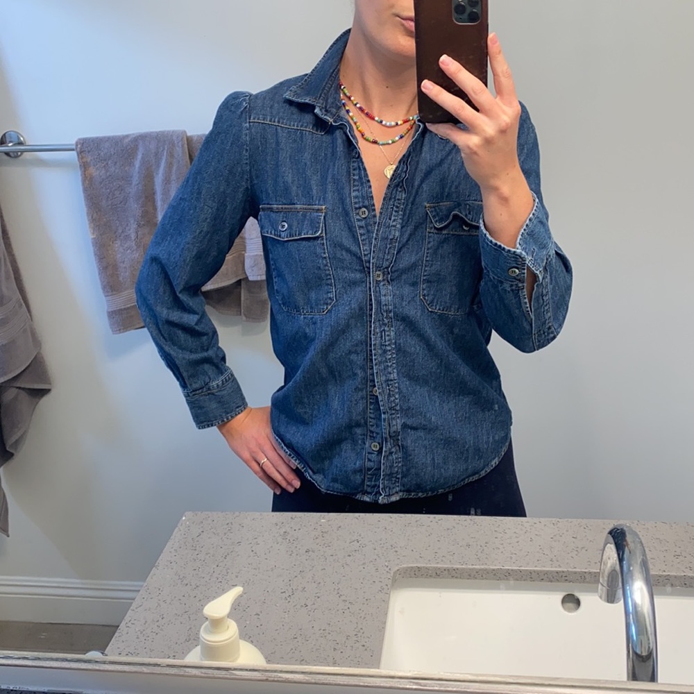 G. Label by goop puff sleeve denim shirt